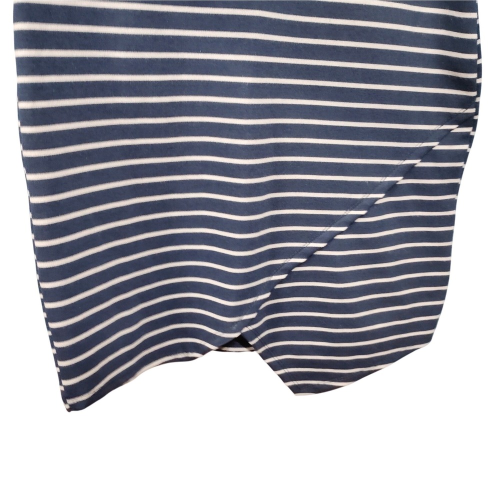 IRIS Navy White Striped Asymmetrical Hem Short Sleeve T-Shirt Dress Size XL - Picture 4 of 10